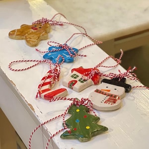 ceramic christmas ornaments - Set of 6 Ceramic Handmade Christmas Ornaments - Hand Painted Christmas Ornaments -Ceramic Tree Decorations