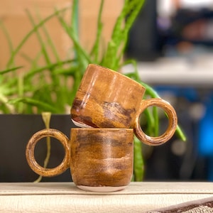 Keramische espressokop, handgemaakte keramische mok, kleine koffiekop, keramische mok, cadeau voor koffieliefhebbers, groot handvat - Valentijnsdagcadeau