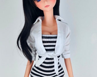 タイフロント ホワイト コットン シャツ - スマートドール、ドルフィー ドリーム、BJD SD13