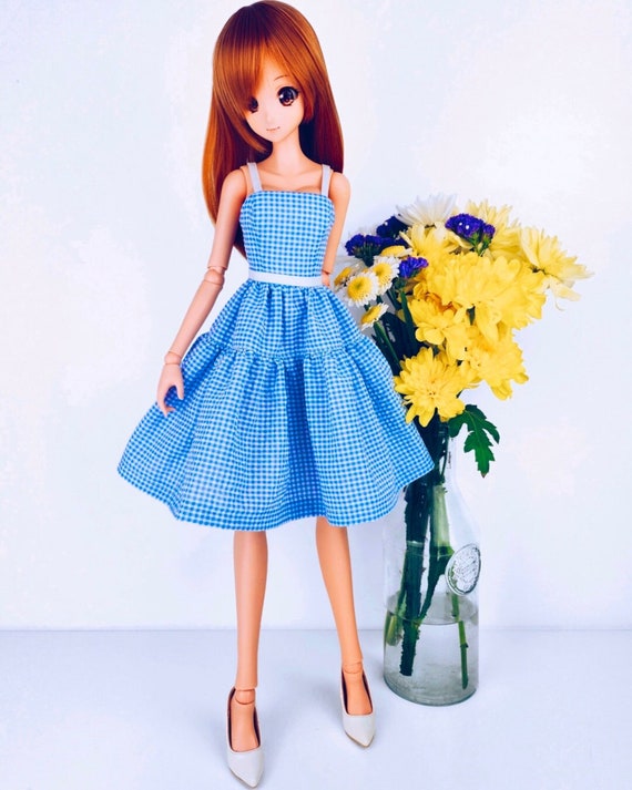 1950s Retro Vintage Style Blue Gingham Seersucker Knee Length Dress - Smart  Doll, Dollfie Dream, BJD SD13 - Etsy