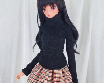 Cosy Knit Sweater Roll Neck Jumper Black - Smart Doll, Dollfie Dream, BJD SD13