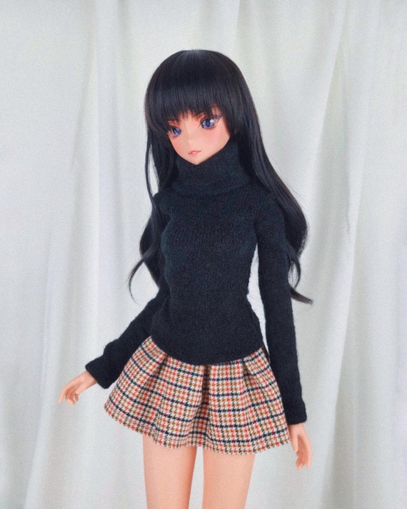 Cosy Knit Sweater Roll Neck Jumper Black - Smart Doll, Dollfie Dream, BJD SD13