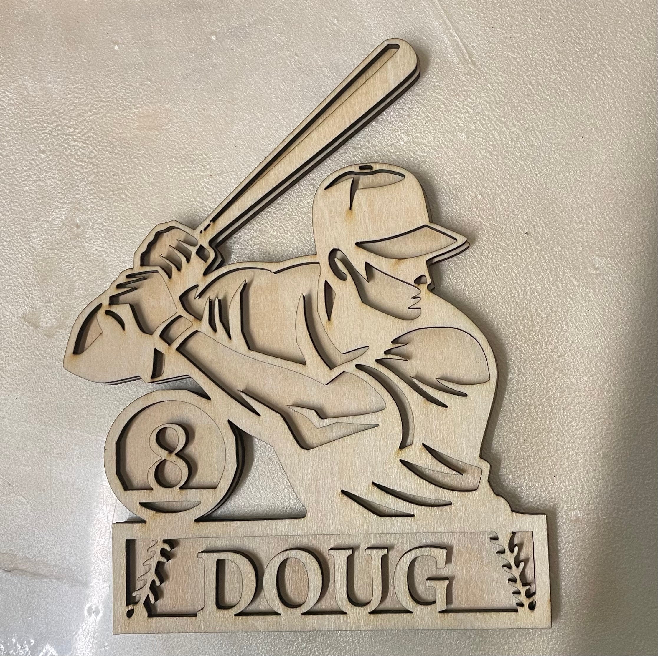 Customized Baseball Signage With Name & Number - Baseball Sign - Wood ...