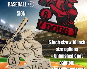 Customized Baseball Signage with name & number - baseball sign - wood laser engrave keepsake - personalized gift