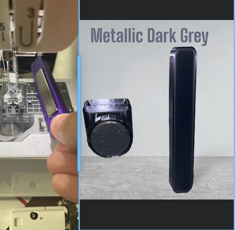 May include: Two 3D printed chair leg caps in metallic dark grey. The caps are designed to protect floors from scratches.