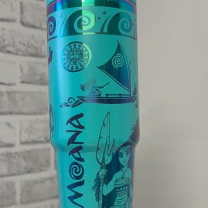 Moana Tumbler * Moana 2 Cup * Moana Engrave design * Similar to stanely ice flow * girl cup * laser engrave * 30 oz Flip lid image 17