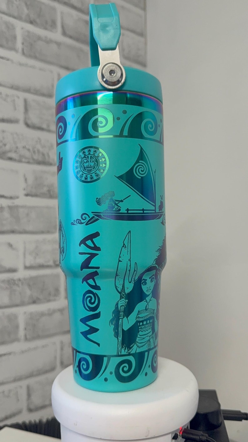 Moana Tumbler * Moana 2 Cup * Moana Engrave design * Similar to stanely ice flow * girl cup * laser engrave * 30 oz Flip lid image 17