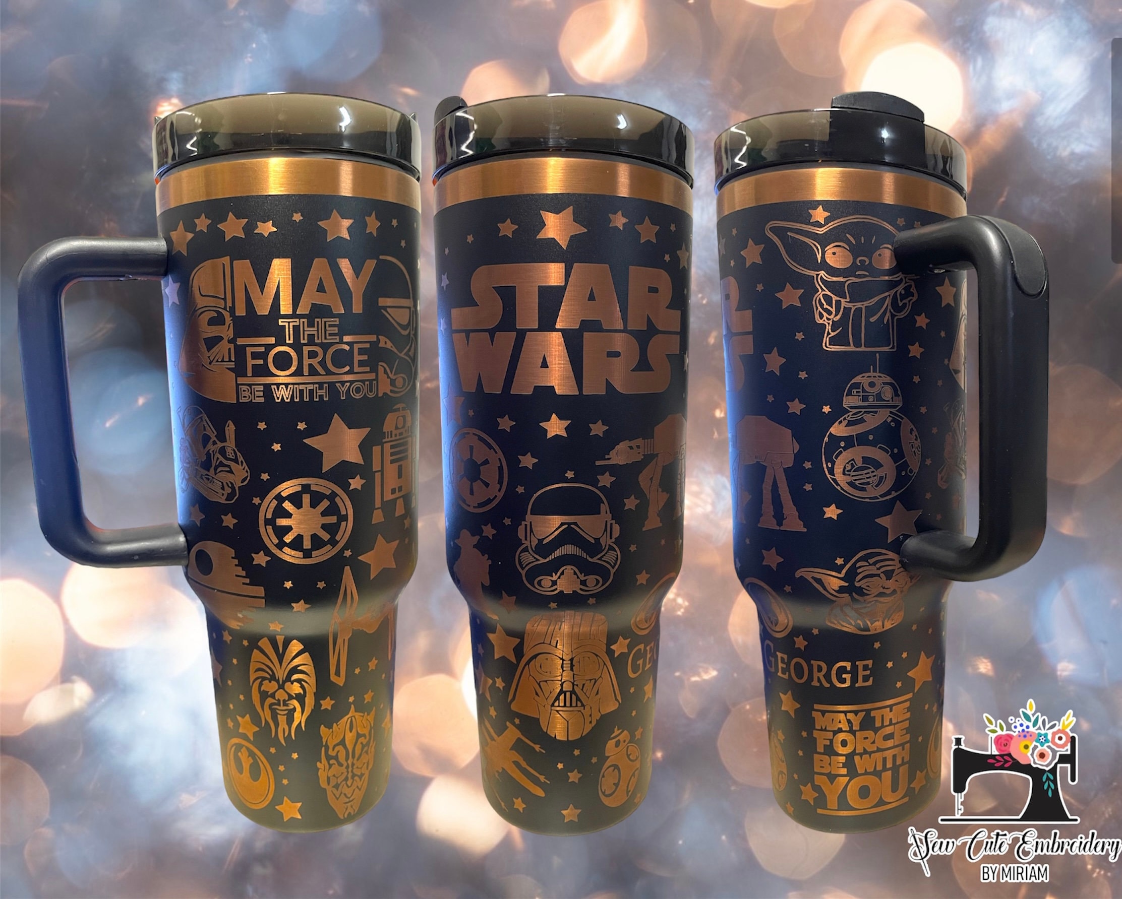 スターウォーズにインスパイアされた、ゴールドの縁取りの