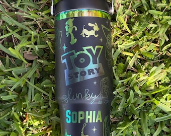 Toy Story Laser Engraved Tumbler: Woody & Slinky Dog Personalized Cup