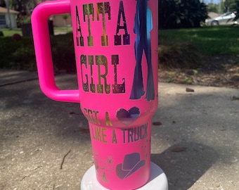 Vaso inspirado en Lainey Wilson, taza de 1,2 litros grabada con láser - licor de sandía