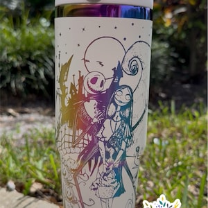 Nightmare before - Jack and sally 30 oz flip lid tumbler * Halloween tumbler * Stanley dupe * Christmas * laser engrave