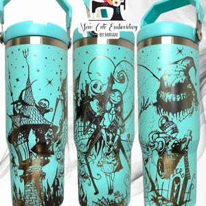 Nightmare before - Jack and sally 30 oz flip lid tumbler * Halloween tumbler * Stanley dupe * Christmas * laser engrave