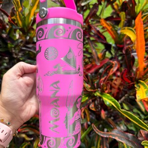 Moana Tumbler * Moana 2 Cup * Moana Engrave design * Similar to stanely ice flow * girl cup * laser engrave * 30 oz Flip lid Hot pink / silver