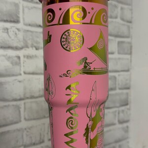 Moana Tumbler * Moana 2 Cup * Moana Engrave design * Similar to stanely ice flow * girl cup * laser engrave * 30 oz Flip lid image 15