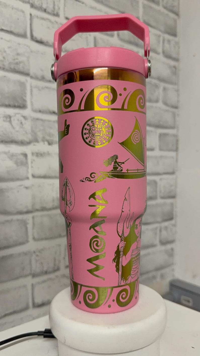 Moana Tumbler * Moana 2 Cup * Moana Engrave design * Similar to stanely ice flow * girl cup * laser engrave * 30 oz Flip lid image 15