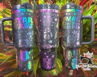 Star Wars Tumbler: 40 oz Laser Engraved Stanley Dupe - Storm trooper - darth Vader