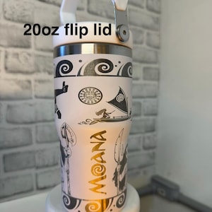 Moana Tumbler * Moana 2 Cup * Moana Engrave design * Similar to stanely ice flow * girl cup * laser engrave * 30 oz Flip lid image 14