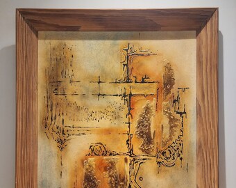 Mixed Medium Mid Century Abstract Painting, Jim Simmons "Ignition for Dreamer"