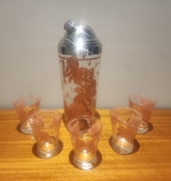 1950s Hazel Atlas Dancing Pink Elephants Cocktail Shaker Set - Etsy
