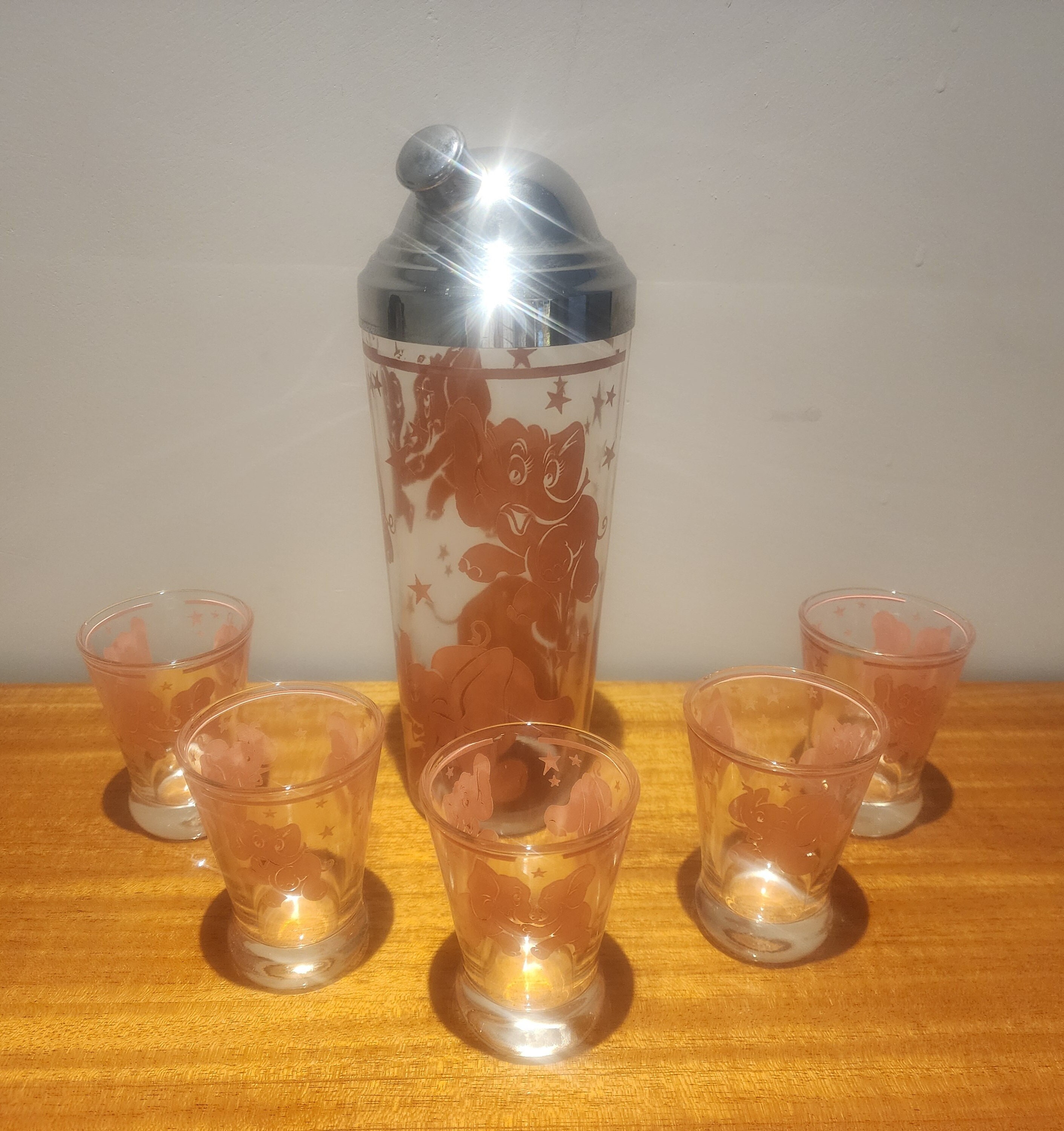 1950s Hazel Atlas Dancing Pink Elephants Cocktail Shaker Set - Etsy