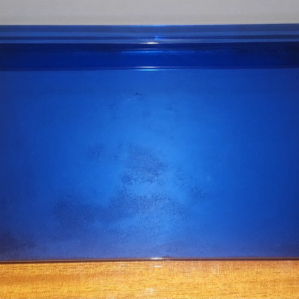 Vintage Blue Glass Dresser Tray Etsy
