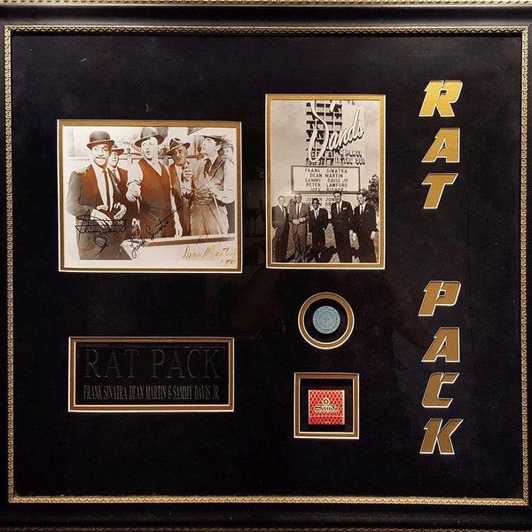 Framed and Autographed Rat Pack Sands Casino Collectible