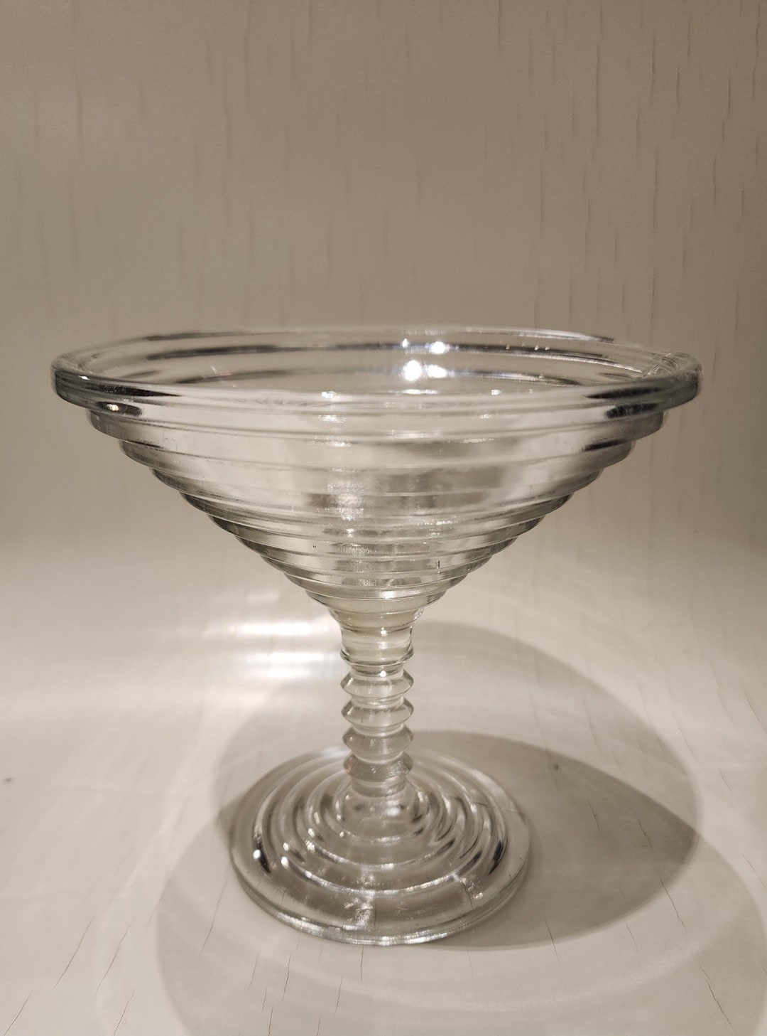 Anchor Hocking Manhattan Ribbed Clear Depression Glass Martini Compote ...