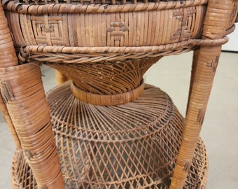 1970 年代のエマニュエル スタイル ピーコック チェア 編み込みラタン