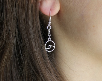 Silver Ocean Wave Dangle Earrings