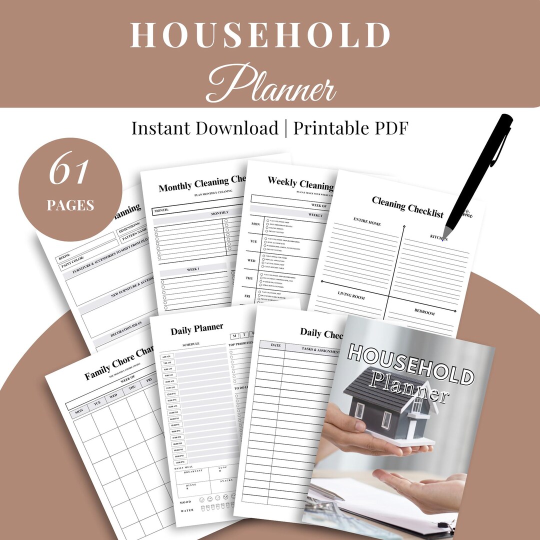Household Planner Printable Home Binder With Budget Cleaning Chores ...
