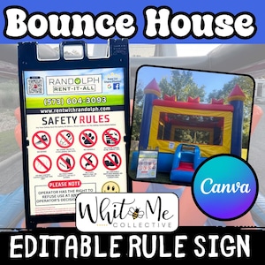 Bounce House Safety Rules Sign Template for A-Frame Sign: Editable