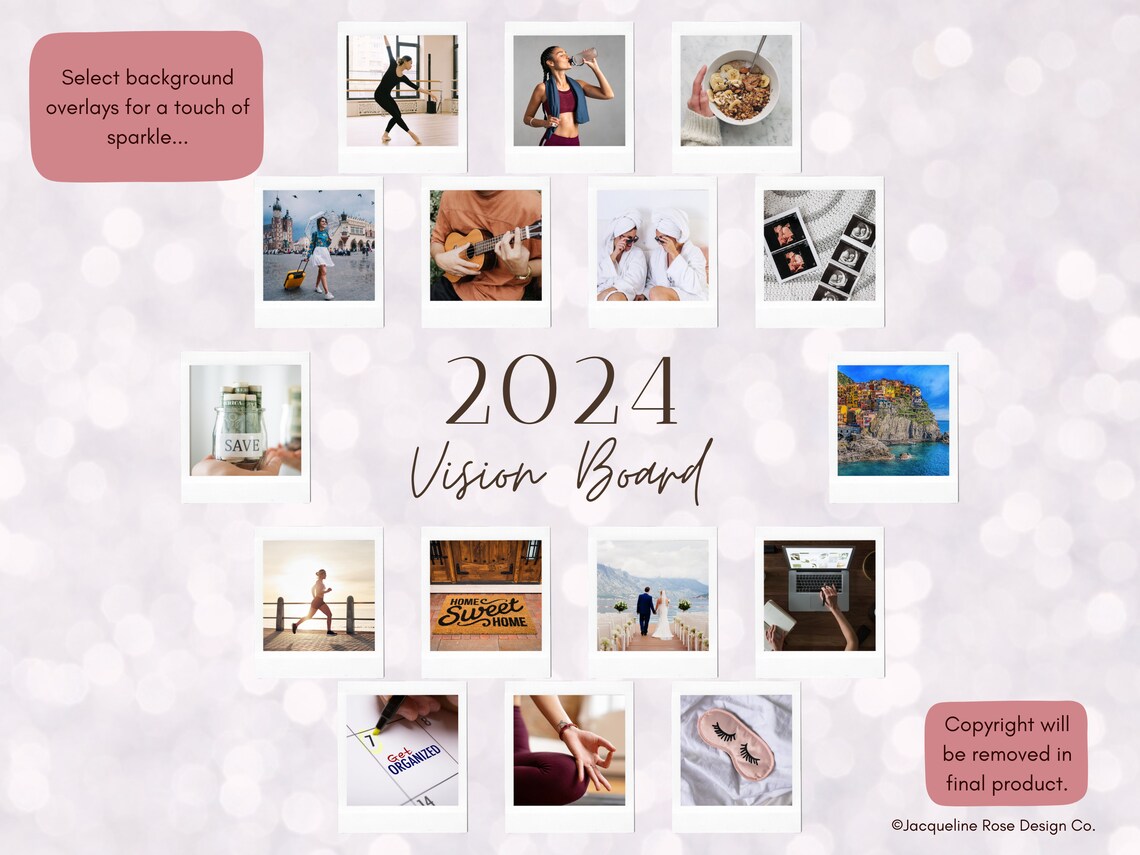 2024 New Year's Vision Board Template Customizable - Etsy