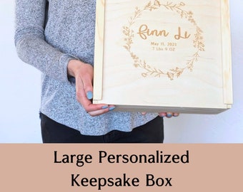 Personalized Baby Keepsake Box Monogram Baby Gift Engraved Memory Box Baby Baptism Keepsake Gift Unique Gift for Newborn Wooden Treasure Box