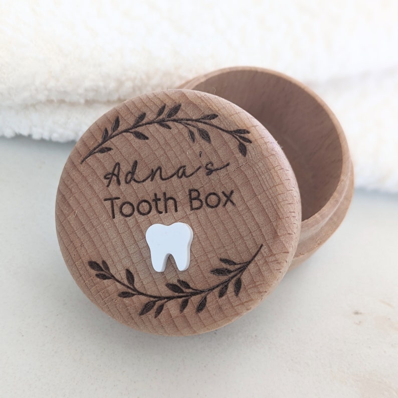 Wooden Tooth Fairy Box - Cute Keepsake And Storage Container For Baby Teeth - Kids Boys And Girls (Style 3