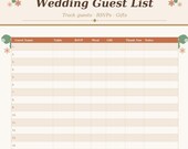 Wedding Guest List Printable PDF | Boho Floral RSVP Tracker | Bridal Shower Gift | Instant Download