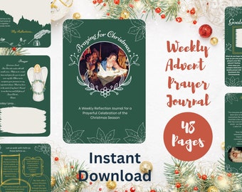 Bidden voor Kerstmis Guided Advent Devotional Journal Digitaal afdrukbaar