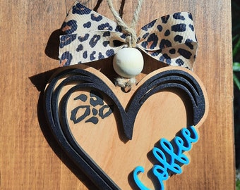 coffee leopard car charm