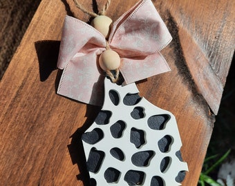 cow tag car charm