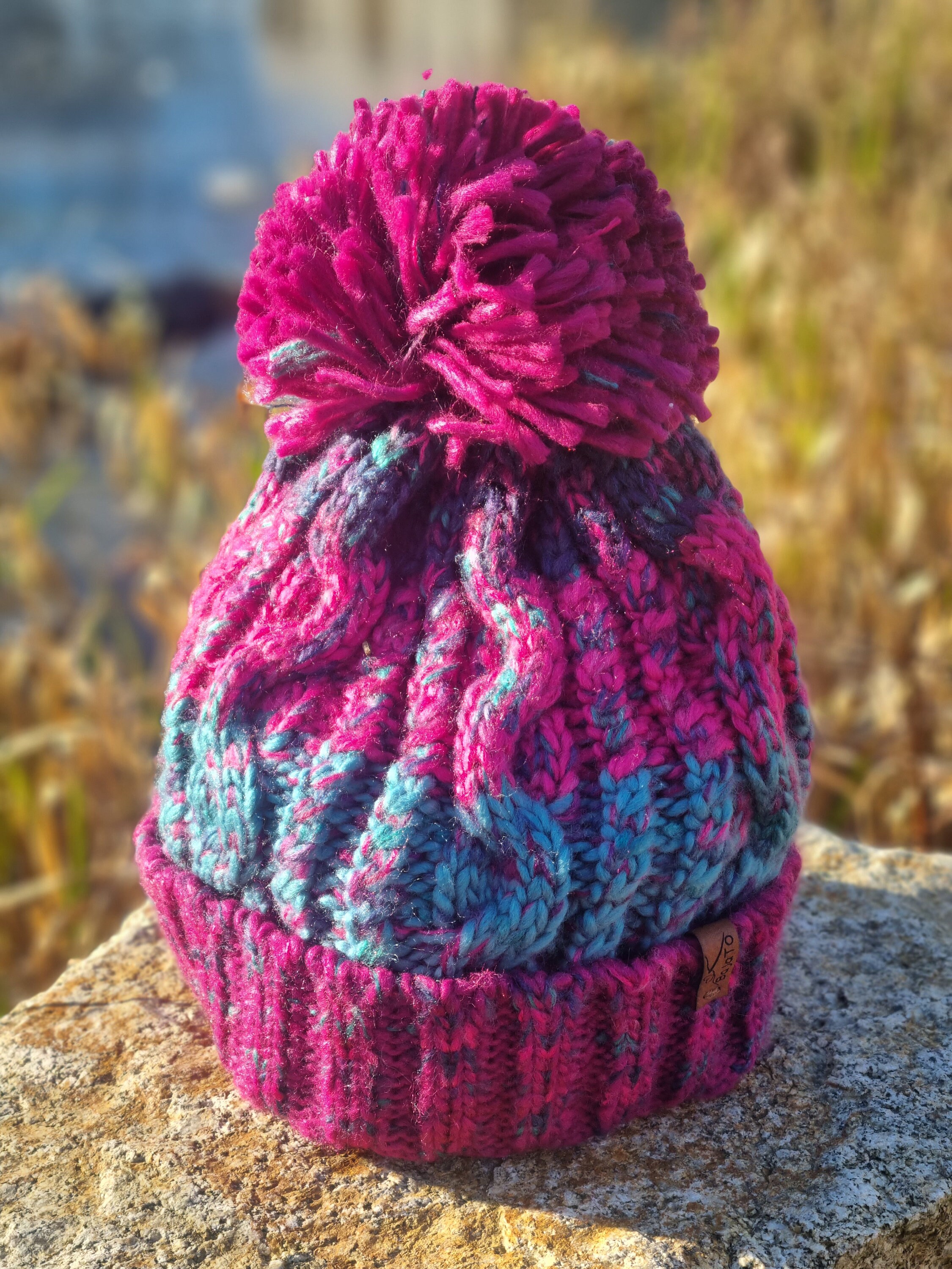 Pink bobble hat womens deals