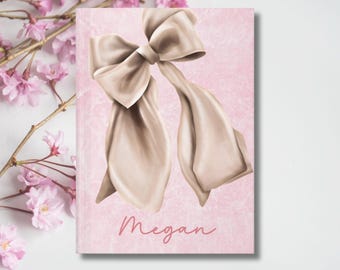 Pink Bow Personalized Journal, Customizable Name Notebook