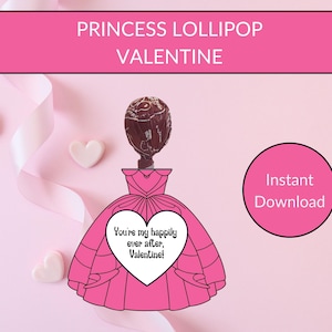 Cartão Princesa Dia dos Namorados, Pirulito Dia dos Namorados, Cartões Infantis, Dia dos Namorados em Sala de Aula, Doces, Conto de Fadas, Feito à Mão, Princesa Mágica - VA020
