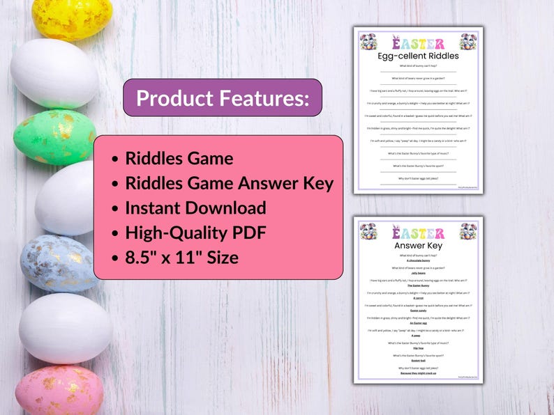 Easter Riddles Game, Fun Printable Easter Activity for Kids & Adults ...