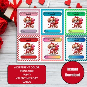 Cartes de Saint-Valentin chien, chiots mignons, carte de Saint-Valentin animaux, Saint-Valentin de classe, cartes pour enfants, téléchargement immédiat - VA020