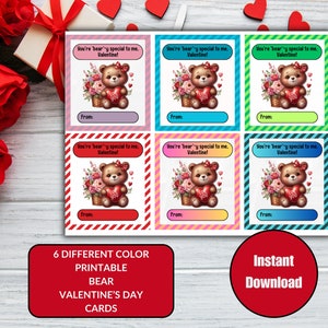 Valentinstagskarte, Bärenkarte, Klassenzimmer-Karte, Valentinstag, Kinder-Valentinstag, Tierkarte, Klassenzimmer-Karte, Valentinstag, Vorschulalter - VA020