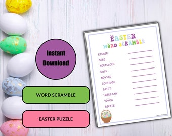 Easter Word Scramble Game, Word Puzzle, Printable Game, Party Game for Kids & Adults, Happy Easter, Easter Party, Kids Activity, Family Game