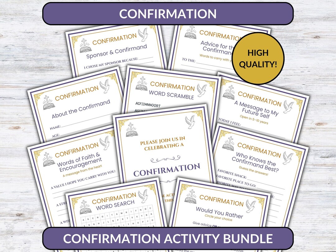 Confirmation Activity Bundle, Printable Catholic Activities for Teens ...