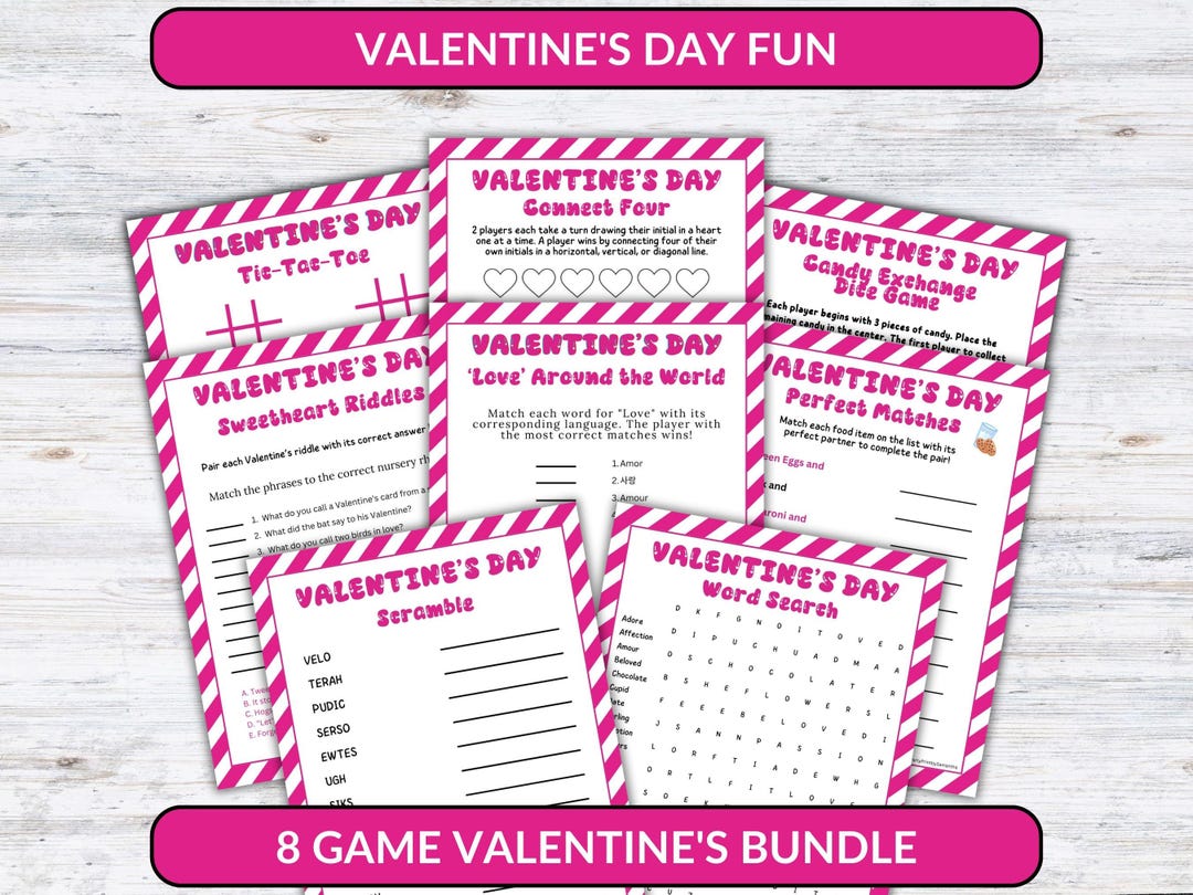 Valentines Day Printable Games, Valentines Game Bundle, Valentines Kids ...