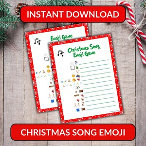 Christmas Song Emoji Game, Holiday Party Games, Instant Download, Printable Christmas Fun, Family Activities, Christmas Game for Kids- CH010