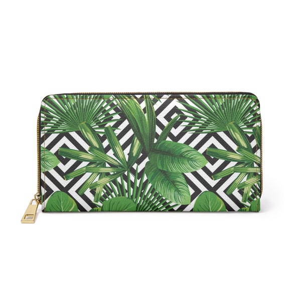Palm-Leaves-Tropical, womans wallet, personalized wallet, custom wallet, wallet for wife, wallet for husband, custom wallet printing