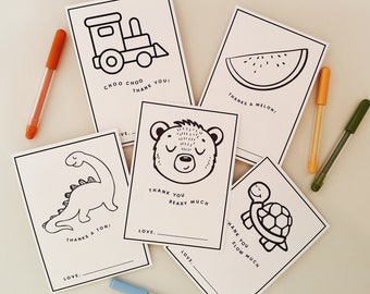 Mini Masterpieces: Thank you coloring card set from kids, toddlers, preschoolers for teachers, grandparents, birthday, Christmas gifts